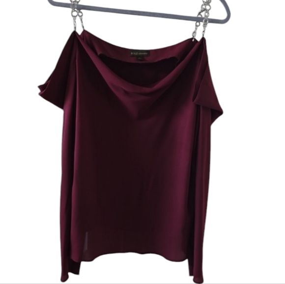 BOLD ELEMENTS BRAND WOMEN'S BURGUNDY LONG SLEEVE OFF THE SHOULDER TOP SIZE LARGE - Picture 3 of 16